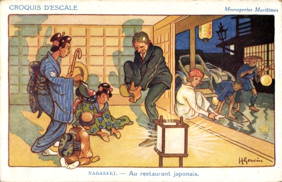 Artysta KP Gerwin, Prefektura Nagasaki, Nagasaki, Japonia, W japońskiej restauracji Messageries Maritimes