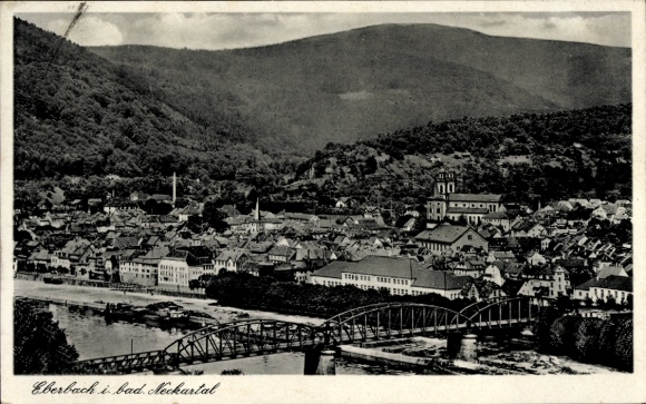 Postcard Eberbach am Neckar Odenwald Baden, general view