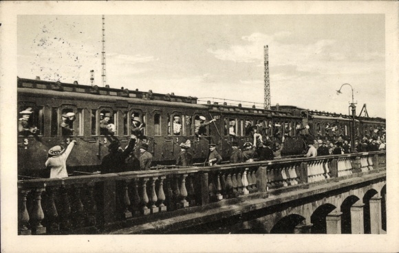Magdeburg Central Station, Departing Soldiers, Train to the Front, Red Cross