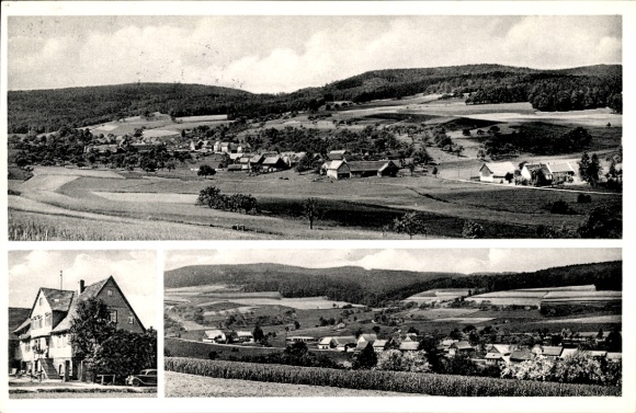 Postcard Langenbrombach Langen Brombach Brombachtal in the Odenwald, general view, Pension Fleck