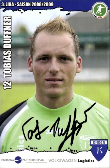 Autogrammkarte Fußballer Tobias Duffner, BSV Kickers Emden, Autogramm