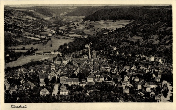 Postcard Künzelsau am Kocher Hohenlohekreis, aerial photograph