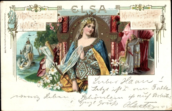 litho Richard Wagner Serie II, Elsa, Lohengrin