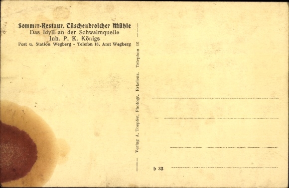 Postcard Tüschenbroich Wegberg, Restaurant Tüschenbroicher Mühle