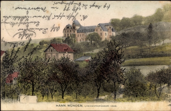 Postcard Hann. Münden in Lower Saxony, Locomotive Drivers' Home
