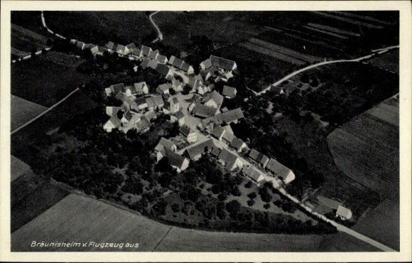 Postcard Bräunisheim Amstetten in the Swabian Alb, aerial photograph, Gasthaus zum Lamm