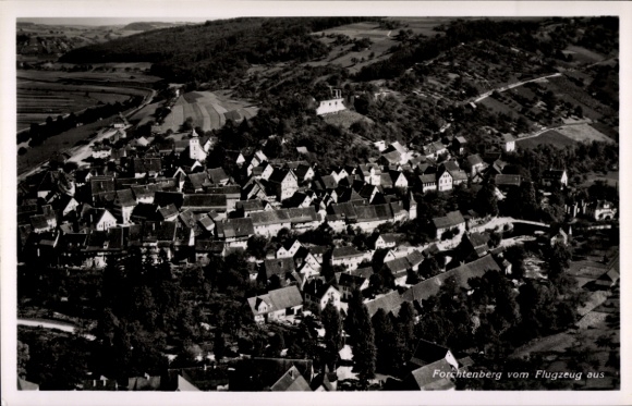 Postcard Forchtenberg in Hohenlohekreis, aerial photograph