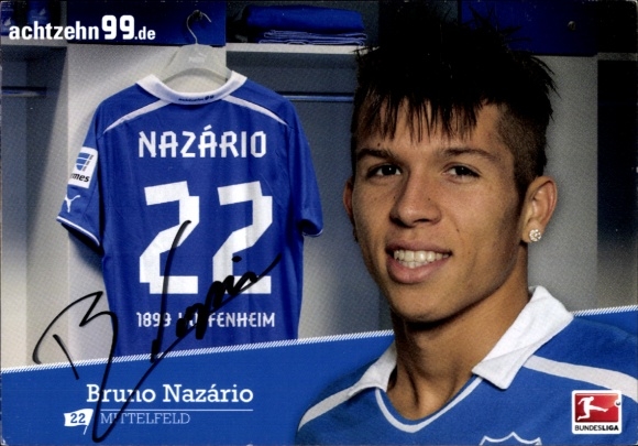 Autogrammkarte Fußballer Bruno Nazario, TSG 1899 Hoffenheim, Autogramm