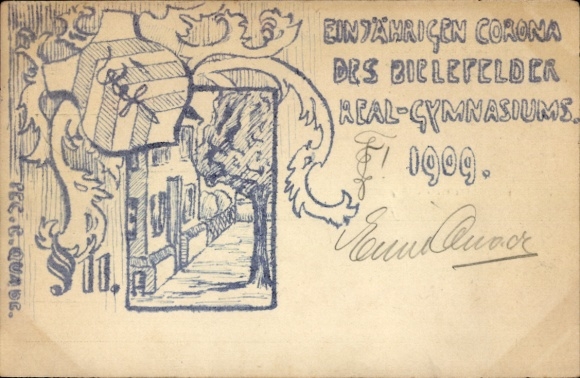 Studentika Postcard Bielefeld in North Rhine-Westphalia, one-year Corona of the Bielefeld Gymnasium