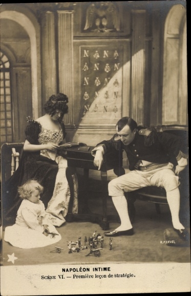 Postcard Napoleon Intime, Scene VI., Premiere lecon de straregie