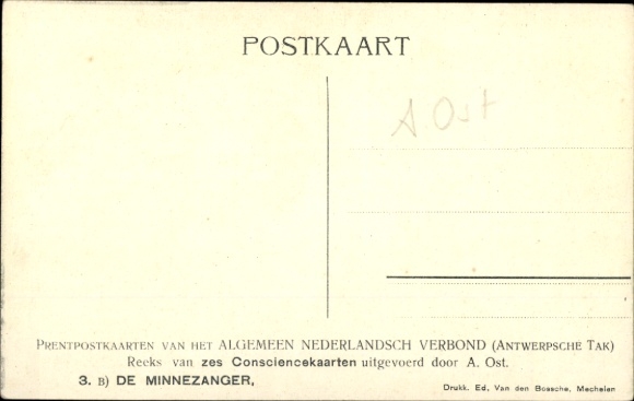 Kunstenaar Ak De Minnezanger, Algemeen Nederlandsch Verbond