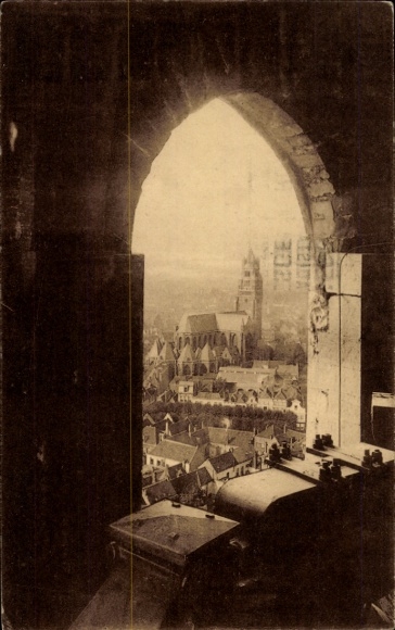Ak Bruges Brügge Flandern Westflandern, Stadt aus dem Fenster des Beffroi gesehen