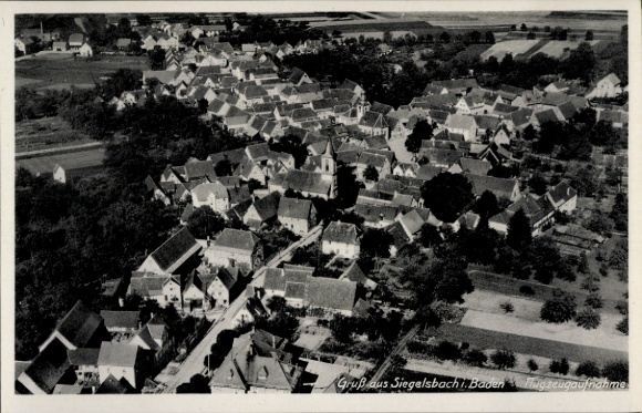 Postcard Siegelsbach in Baden, aerial view of residential buildings, green surroundings