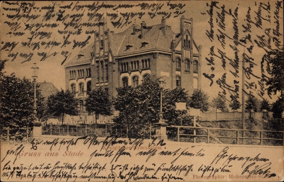 Postcard Stade in Lower Saxony, royal high school