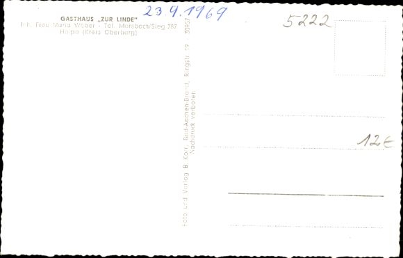 Postcard Holpe Morsbach in the Oberbergisches Kreis, Gasthaus Zur Linde, interior view