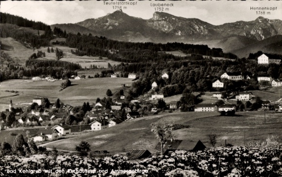 Ak Bad Kohlgrub in Opper-Beieren, panorama, kuuroorden, Ammergebirge, Teufelstättkopf, Laubeneck