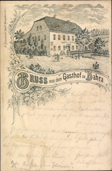 Litho Bahra Langenhennersdorf Bad Gottleuba-Berggießhübel in Sachsen, Gasthof zu Bahra