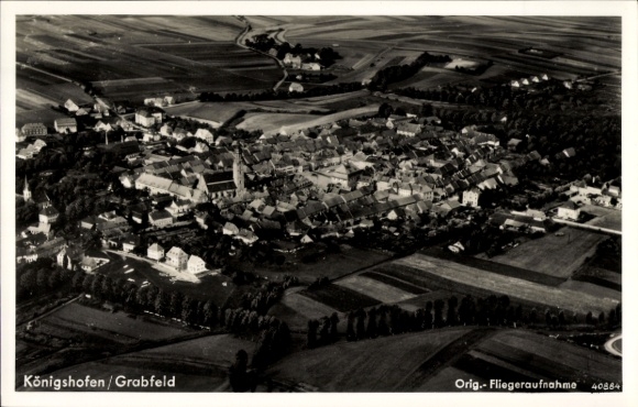 Postcard Bad Königshofen im Grabfeld Unterfranken, aerial photograph