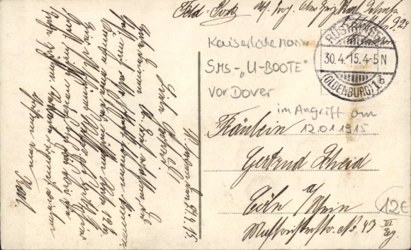 Artist Postcard Dover South East, Attack of German U-boats at night, 12 January 1915, Lighthouse