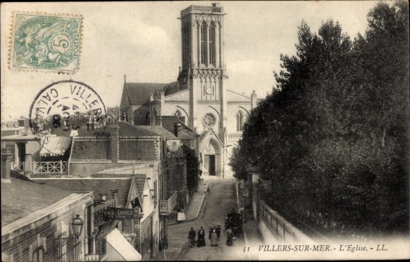 Ak Villers sur Mer Calvados, Kirche