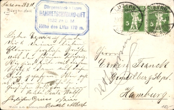 Postcard Bürgenstock Canton Nidwalden, Hammetschwand, steamer Gotthard