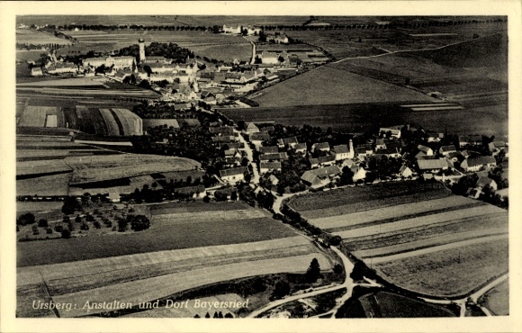 Ak Ursberg in Schwaben, Anstalten und Dorf Bayersried
