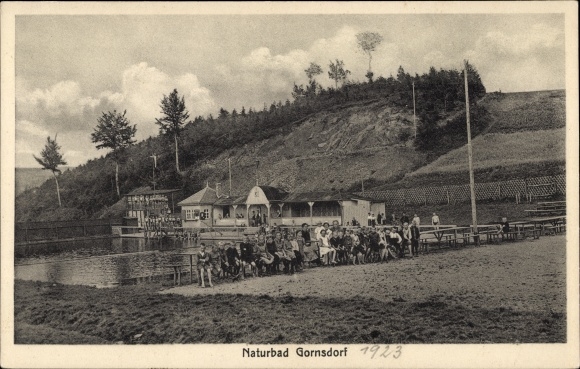 Ak Gornsdorf im Erzgebirge, Naturbad, Freibad
