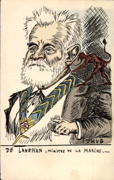 Artist Postcard De Lanessan, Minister of the Navy, caricature