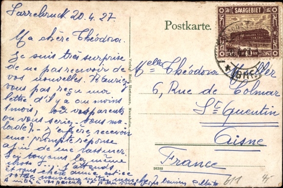 Postcard Saarbrücken, main station