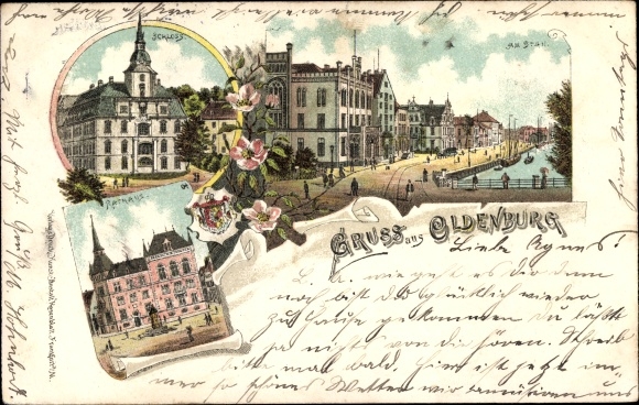 Chromo-Litho Oldenburg in the Grand Duchy of Oldenburg, Am Stau, Rathaus, Schloss