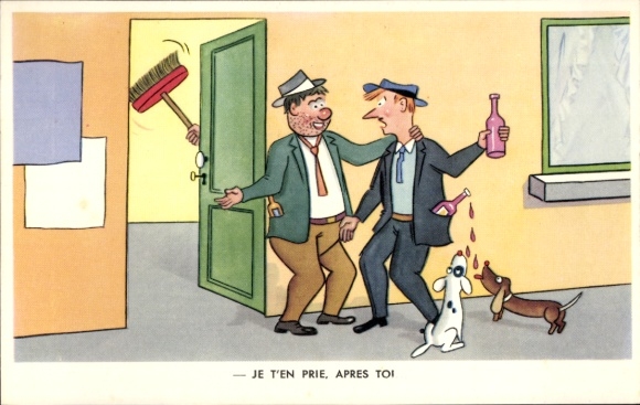 Postcard Drunken Men, je t'en Prie, apres toi, humor