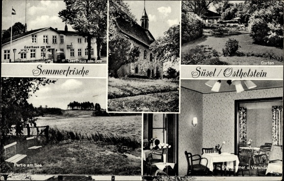 Postcard Süsel in Ostholstein, inn by the lake, porch, garden