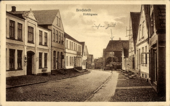 Postcard Bredstedt in North Frisia, Hohlegasse, Gasthof Friedrichsen