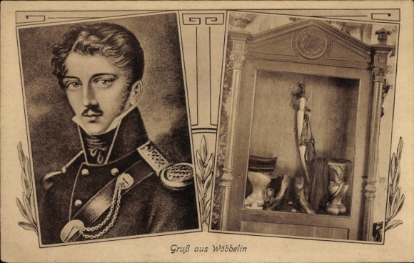 PC Wöbbelin in Mecklenburg, engraving by Theodor Körner, portrait as a Lützow hunter