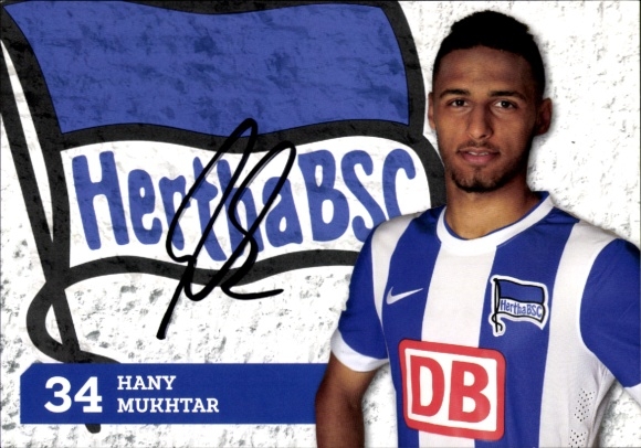 Autogrammkarte Fußballer Hany Mukhtar, Hertha BSC, Autogramm