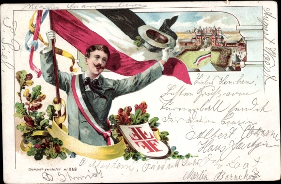 Chromo-Litho Turner with flag, Jahnkreuz
