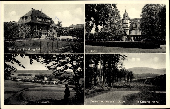 Ansichtkaart Wendlinghausen Dörentrup in Lippe, kasteel, stadsgezicht, bijbel en herstellingsoord