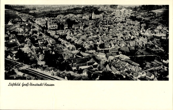 Ak Groß Umstadt in Hessen, Fliegeraufnahme