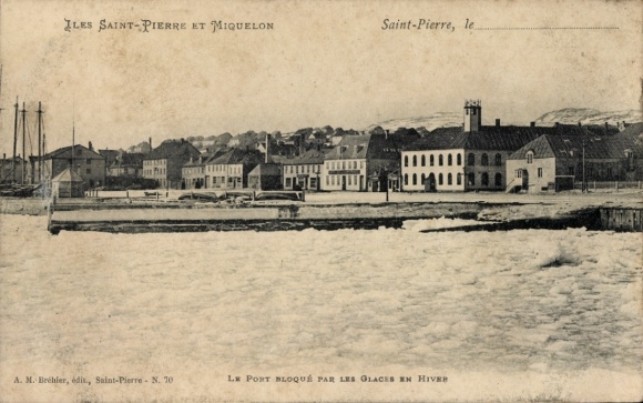 Postcard Saint Pierre et Miquelon, Le Port Bloque par le Glaces en Hiver