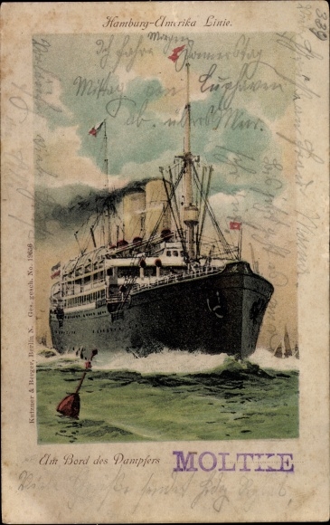 Postcard steamship Moltke, HAPAG, passenger ship