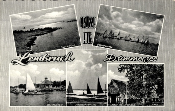 Ak Lembruch Dümmersee, zeilregatta, boerderij