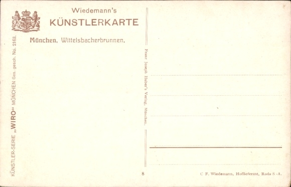 Postcard Munich, couple at the Wittelsbacherbrunnen, WIRO