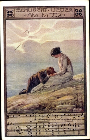 Artist song Postcard Kutzer, Ernst, By the sea, Schubert songs