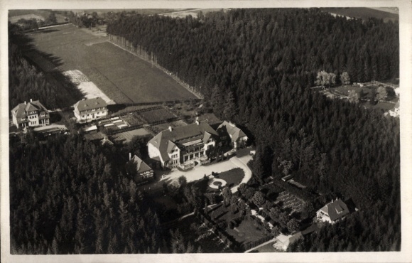 Postcard Buchenberg Königsfeld im Schwarzwald Baden, children's sanatorium, aerial photograph