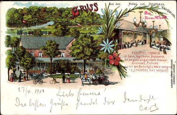 Chromo-Litho Hamburg Harburg Hausbruch, Hotel zum Forsthaus