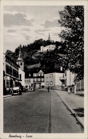 Postcard Homburg in der Saarpfalz, street section