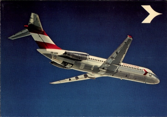 Postcard passenger aircraft, Austrian Airlines, Douglas DC-9, OE-LDA