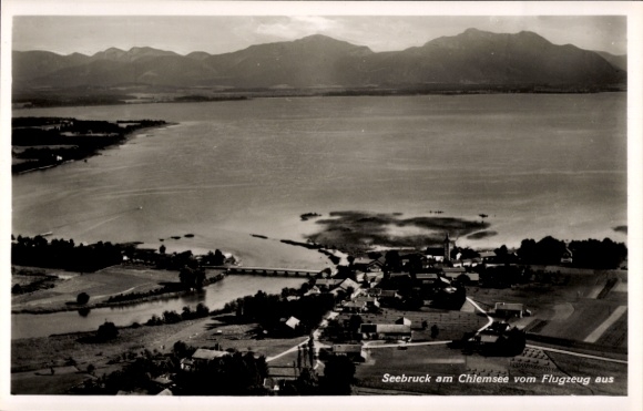 Postcard Seebruck am Chiemsee Upper Bavaria, aerial photograph