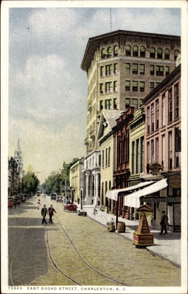 Ak Charleston South Carolina Verenigde Staten, East Broad Street