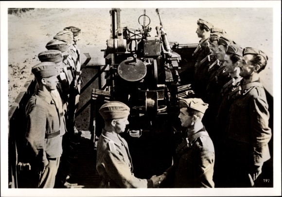 Photo Hitler presents Mussolini with a railway flak train, July 1940, II WW